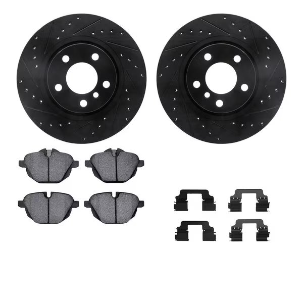 8512-31154, Rotors-Drilled and Slotted-Black w/ 5000 Advanced Brake Pads incl. Hardware, Zinc Coated, Dynamic Friction Co, Mfr#: 8512-31154